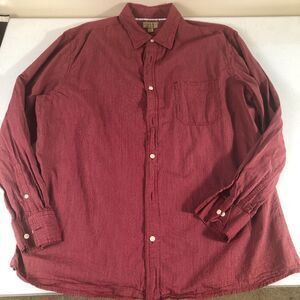 Men's Sonoma Poplin Shirt Red Striped Long Sleeve Button Up Size XL Dad Normcore
